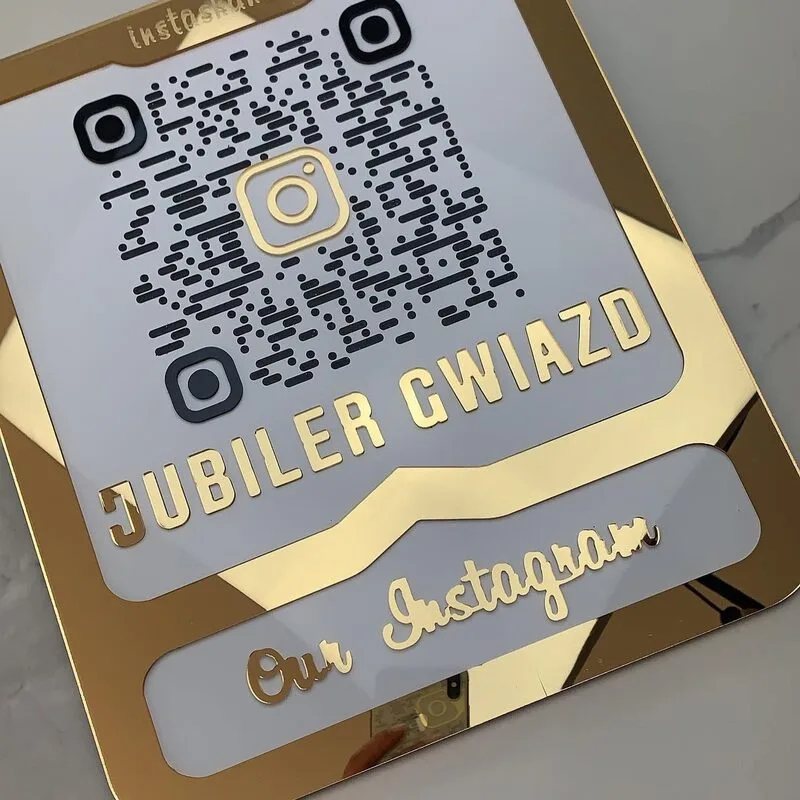 Gold frame QR stand