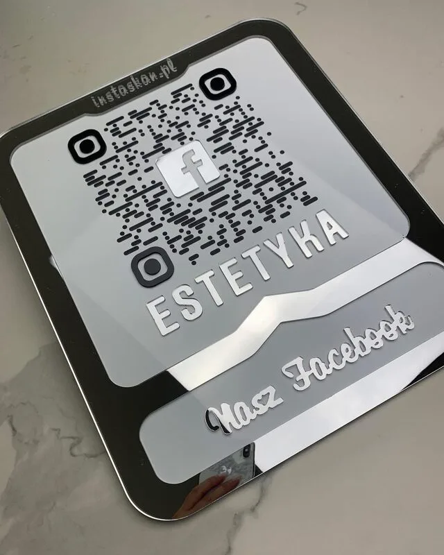 Silver frame QR stand